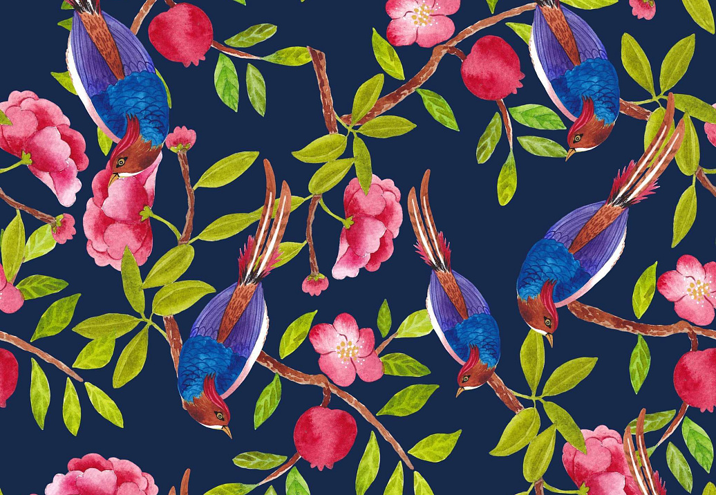 Ткань Marufabrics Collection 2 BluebirdsBlue