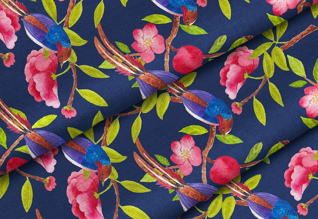 Ткань Marufabrics Collection 2 BluebirdsBlue