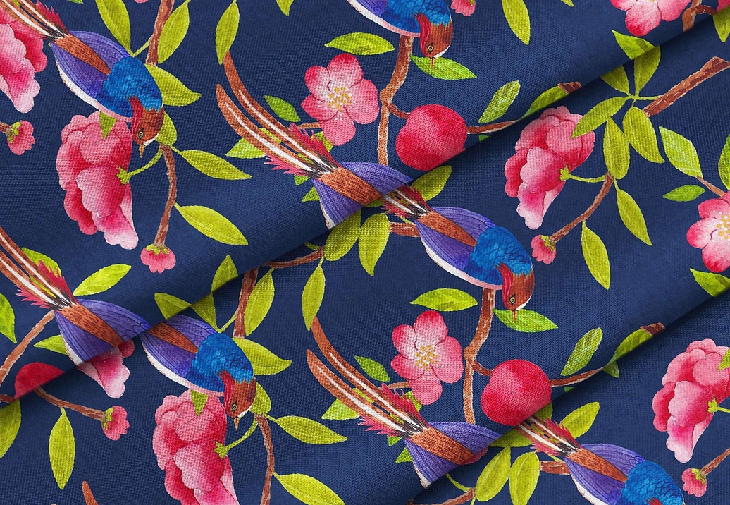 Ткань Marufabrics Collection 2 BluebirdsBlue