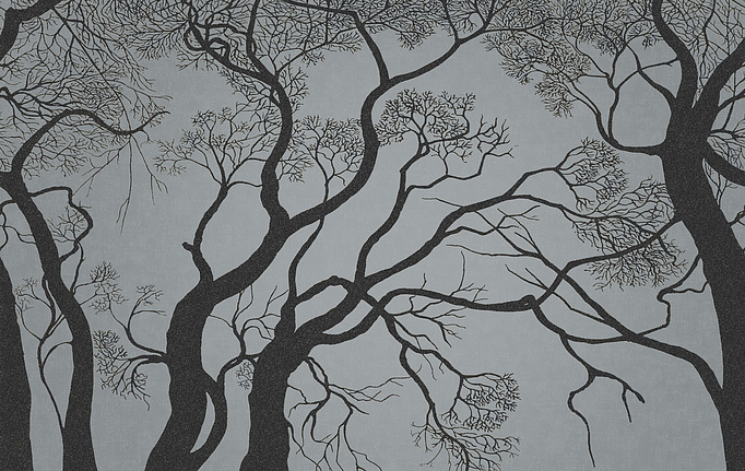 Итальянские панно и фотообои Italreflexes, коллекция Macro, артикул Trees-014/Silver