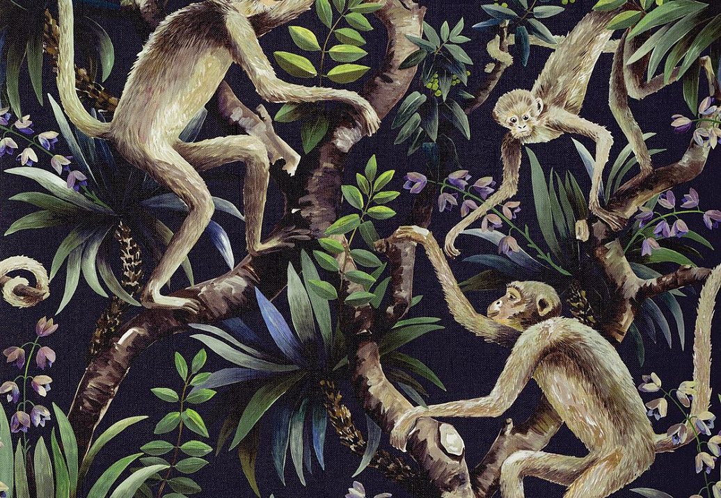 Обои Mokum The Royal Menagerie 13095/514/Monkey Business W/P/Midnight