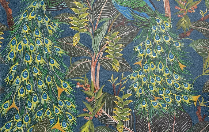 Австралийские обои Mokum, коллекция The Royal Menagerie, артикул 13096/514/Royal Peacock W/P/Midnight