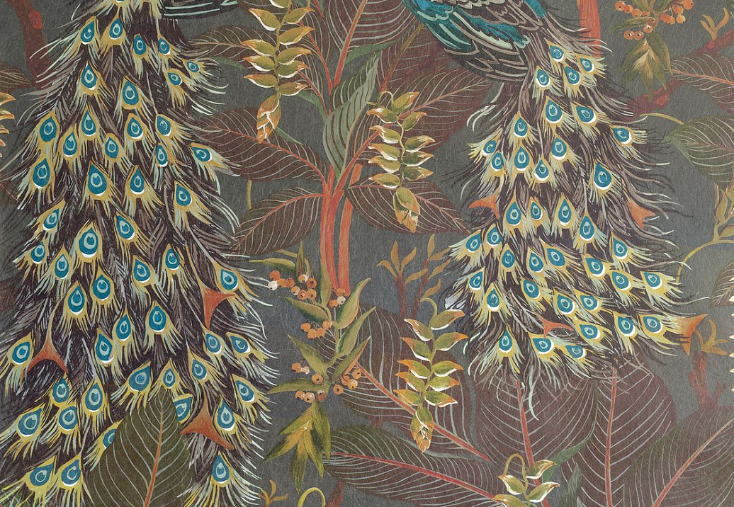 Обои Mokum The Royal Menagerie 13096/894/Royal Peacock W/P/Sepia