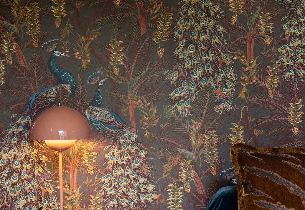 Обои Mokum The Royal Menagerie 13096/894/Royal Peacock W/P/Sepia