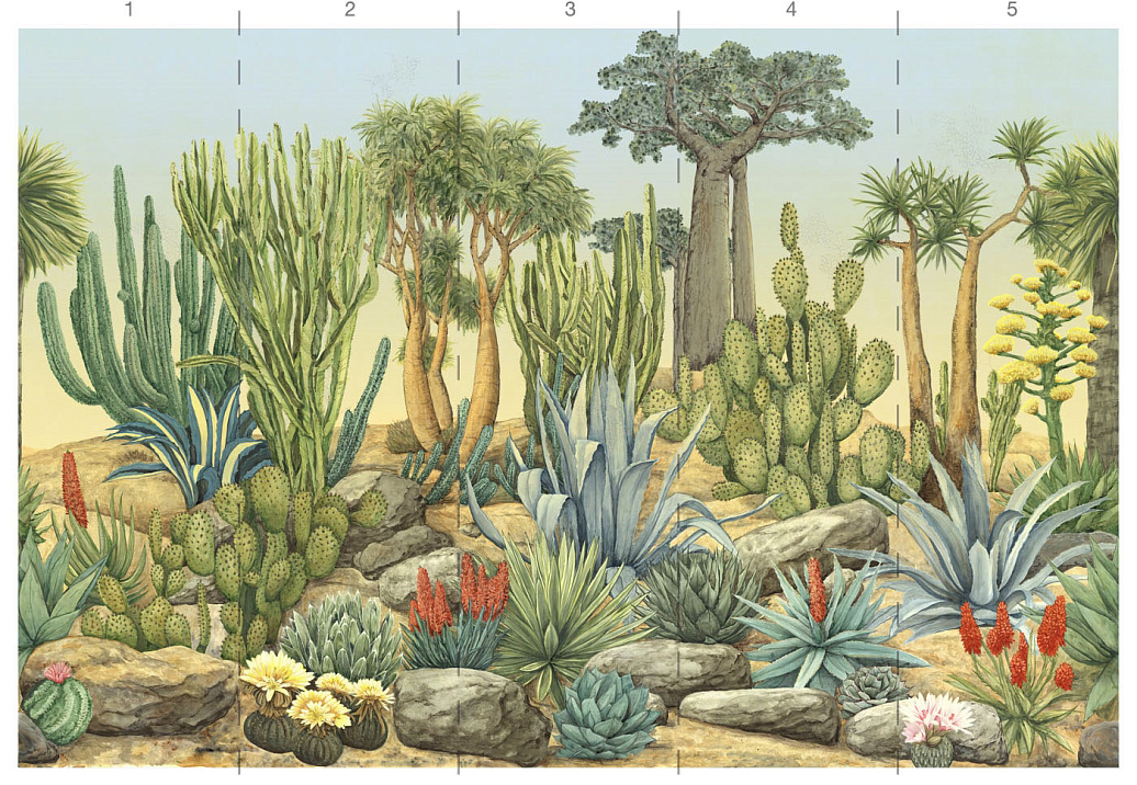 Панно и фотообои Paul Montgomery Studio Complete Collection Cactus Garden Aqua