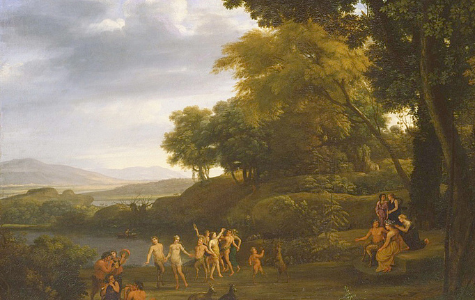 Российские панно и фотообои Affresco, коллекция Фрески и фотообои, артикул Claude Lorrain Landscape with Dancing Satyrs and Nymphs