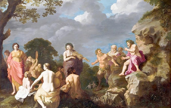 Российские панно и фотообои Affresco, коллекция Фрески и фотообои, артикул Cornelis van Poelenburgh The Musical Contest between Apollo and Marsyas