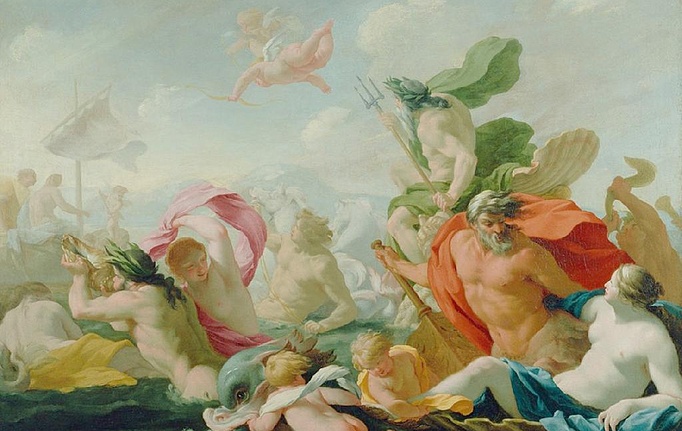 Российские панно и фотообои Affresco, коллекция Фрески и фотообои, артикул Eustache Le Sueur Marine Gods Paying Homage to Love