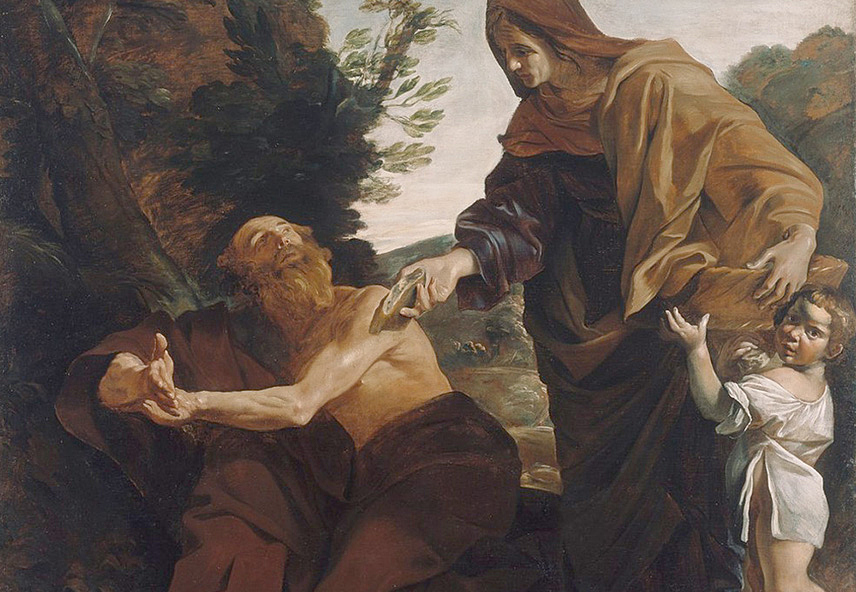 Панно и фотообои Affresco Фрески и фотообои Giovanni Lanfranco Elijah Receiving Bread from the Widow of Zarephath