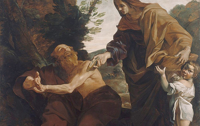 Российские панно и фотообои Affresco, коллекция Фрески и фотообои, артикул Giovanni Lanfranco Elijah Receiving Bread from the Widow of Zarephath