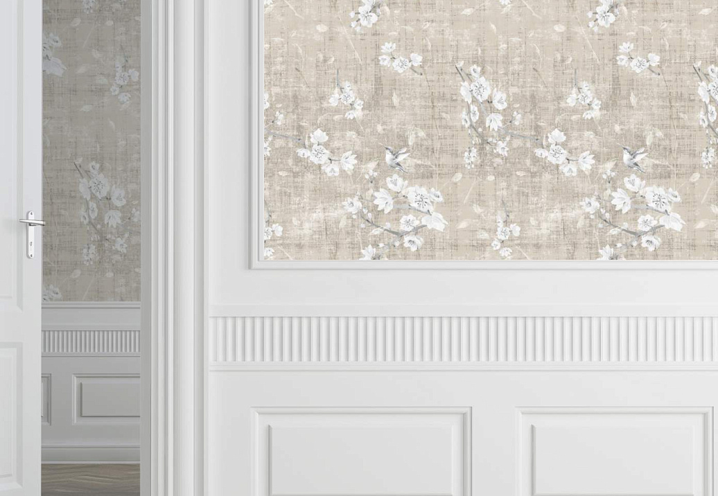 Обои Nicolette Mayer Blossom Chinoiserie Blossom Fantasia/French Gray
