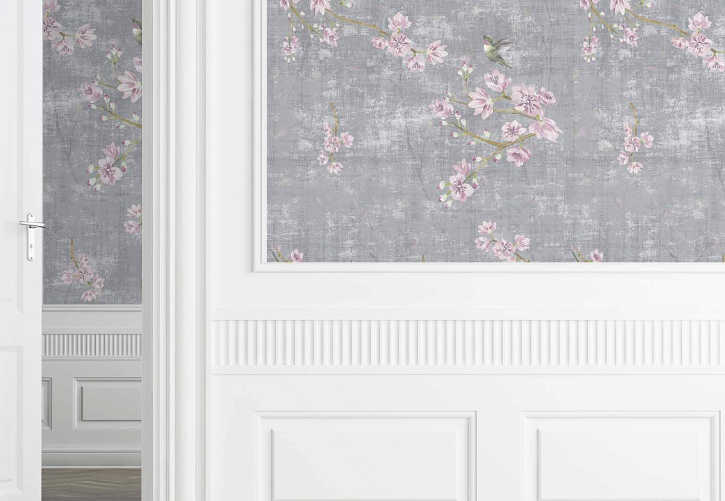 Обои Nicolette Mayer Blossom Chinoiserie Blossom Fantasia/Charcoal