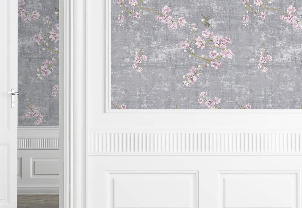Обои Nicolette Mayer Blossom Chinoiserie Blossom Fantasia/Charcoal