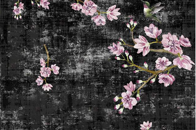 Обои Nicolette Mayer Blossom Chinoiserie Blossom Fantasia/Black Pink