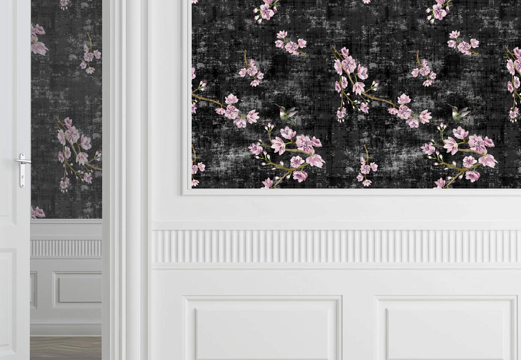 Обои Nicolette Mayer Blossom Chinoiserie Blossom Fantasia/Black Pink