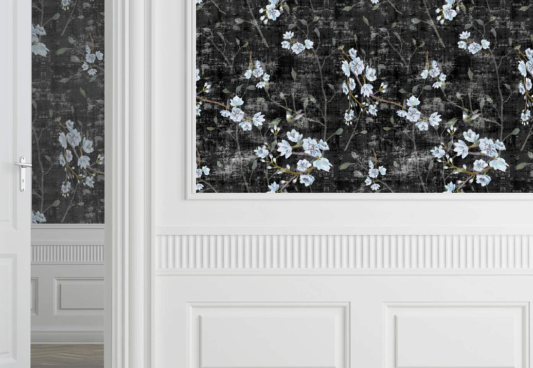 Обои Nicolette Mayer Blossom Chinoiserie Blossom Fantasia/Black Blue