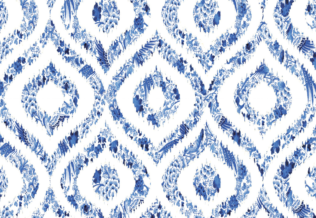 Обои Nicolette Mayer Royal Delft Ikat-White-Grasscloth