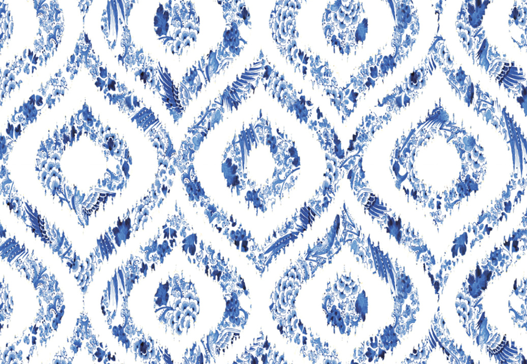 Обои Nicolette Mayer Royal Delft Ikat-White-Grasscloth
