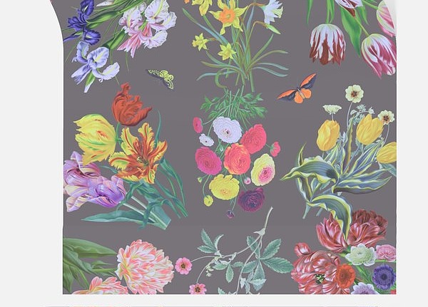 Обои Nicolette Mayer Royal Delft Flora-Fauna-Charcoal