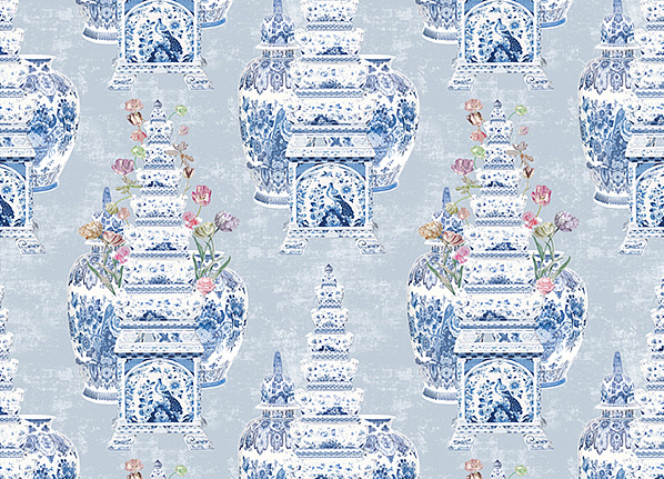 Обои Nicolette Mayer Royal Delft Masterpieces-Tulips-Gray