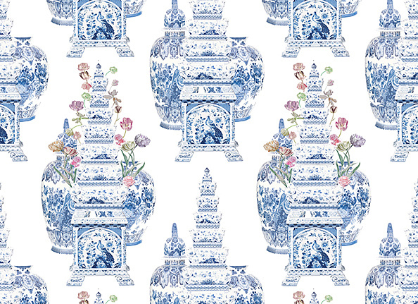 Обои Nicolette Mayer Royal Delft Masterpieces-Tulips-White