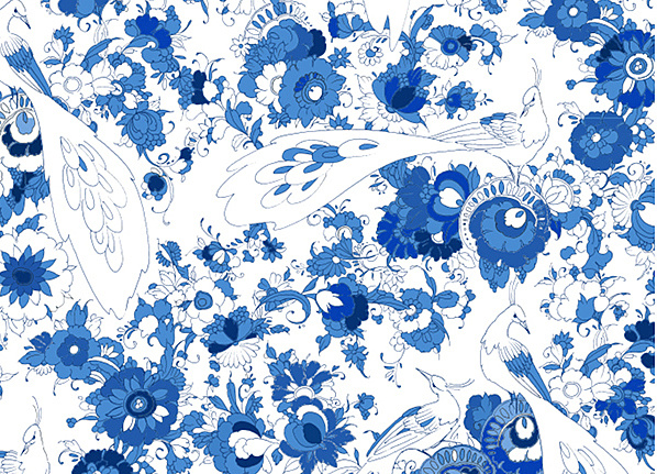 Обои Nicolette Mayer Royal Delft Peacock-Eloquence-Blue-and-White