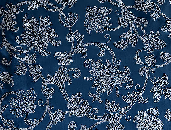 Обои Zuber Broderies 380/Bleu/Serti Argent