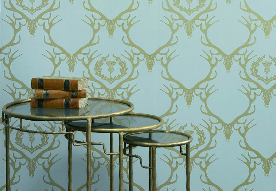Обои Barneby Gates Book vol.1 BG0100401/Deer Damask/Duck Egg Blue