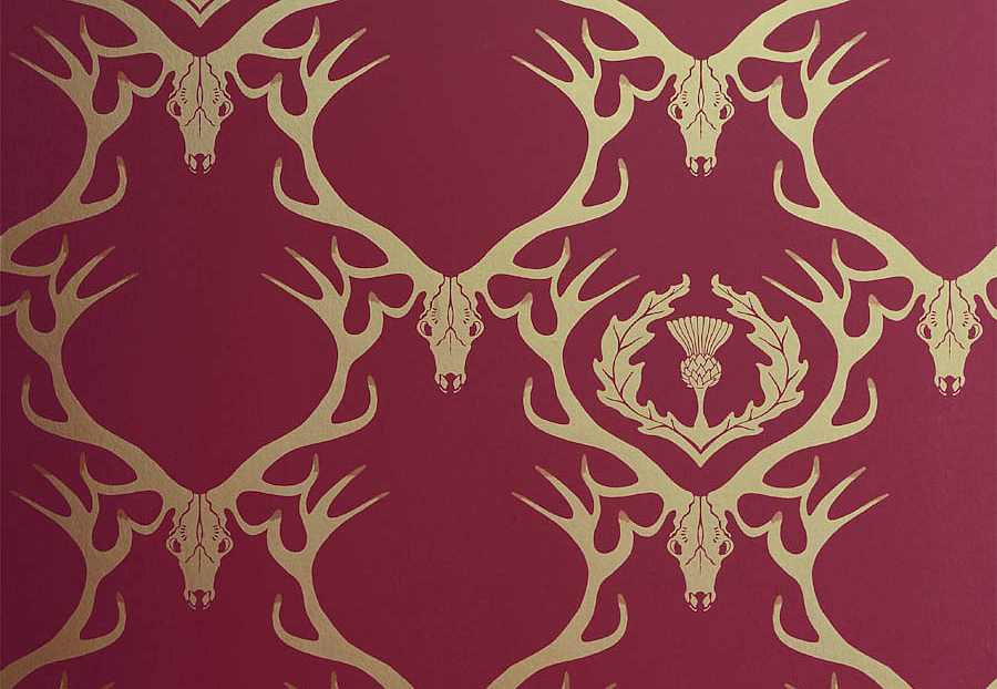 Обои Barneby Gates Book vol.1 BG0100402/Deer Damask/Claret Gold