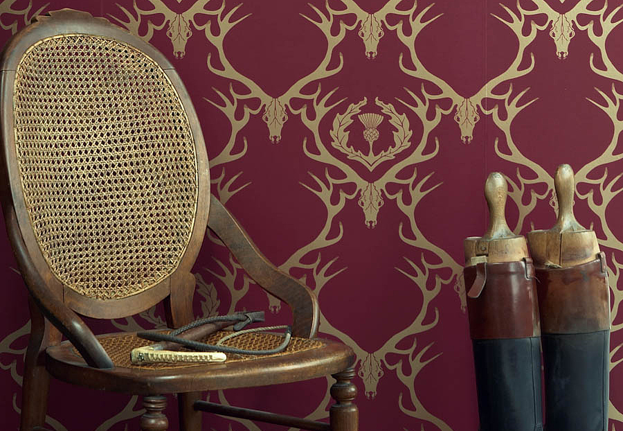 Обои Barneby Gates Book vol.1 BG0100402/Deer Damask/Claret Gold