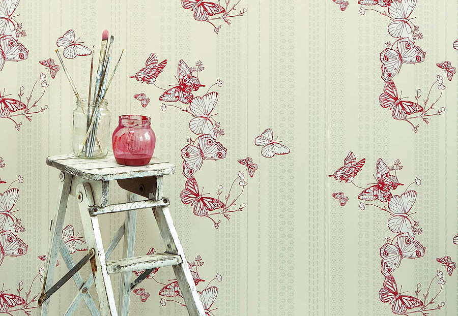 Обои Barneby Gates Book vol.1 BG0100301/Bugs and Butterflies/Raspberry