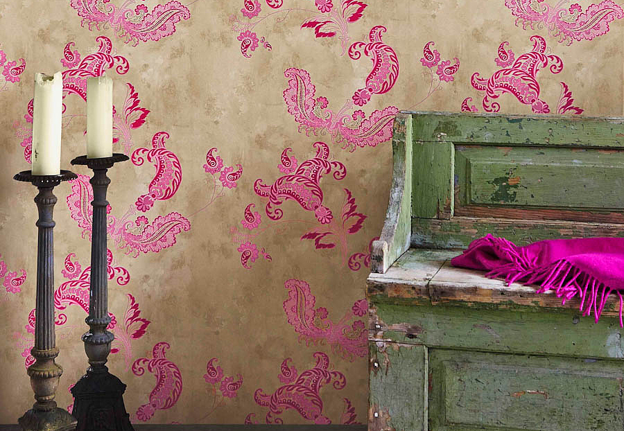 Обои Barneby Gates Book vol.2 BG0800201/Paisley/Hot Pink on Tea Stain