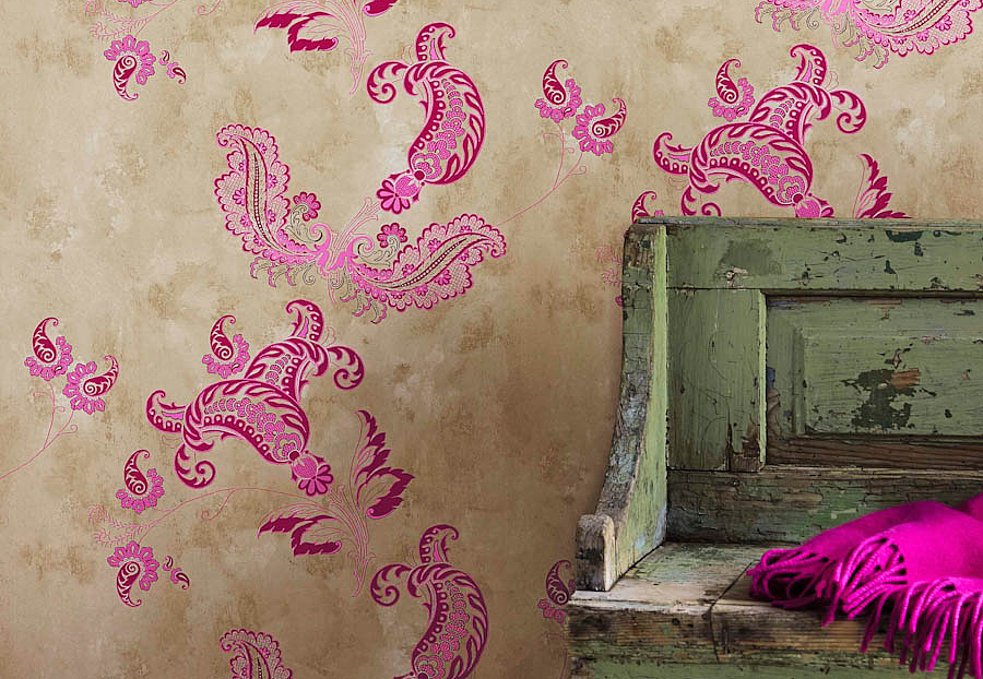 Обои Barneby Gates Book vol.2 BG0800201/Paisley/Hot Pink on Tea Stain