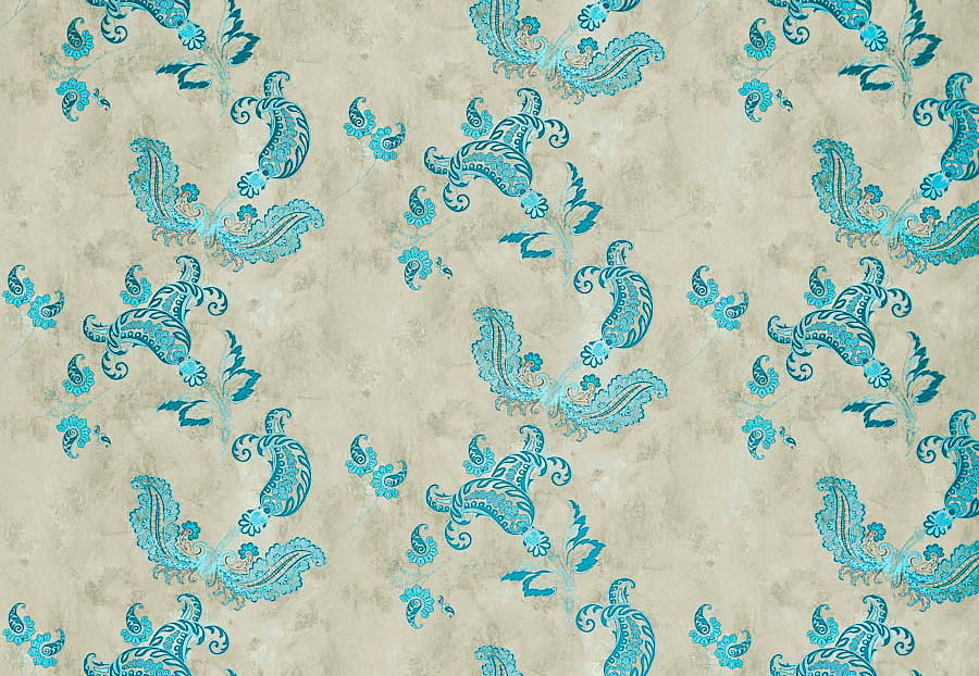 Обои Barneby Gates Book vol.2 BG0800202/Paisley/Turquoise on Old Grey