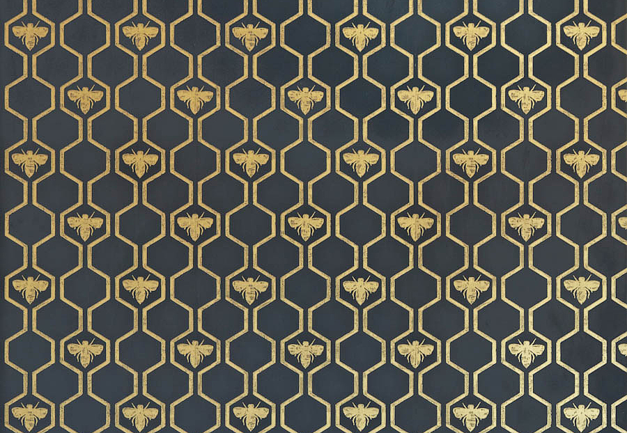 Обои Barneby Gates Book vol.2 BG0700201/Honey Bees/Gold on Charcoal