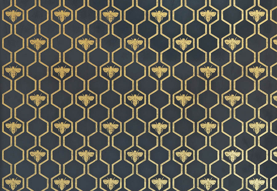 Обои Barneby Gates Book vol.2 BG0700201/Honey Bees/Gold on Charcoal