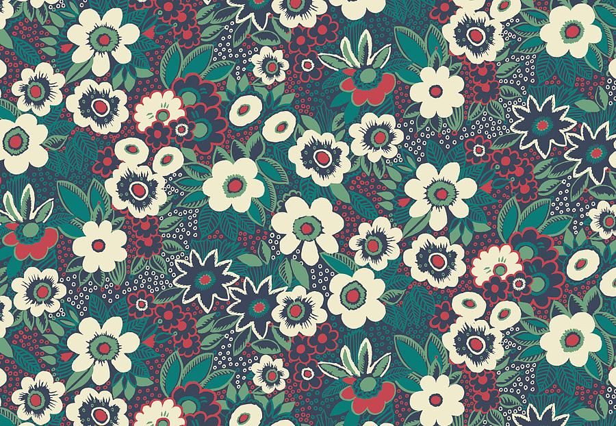 Ткань Blendworth Bazaar Jungle Gardenia/Cerulean