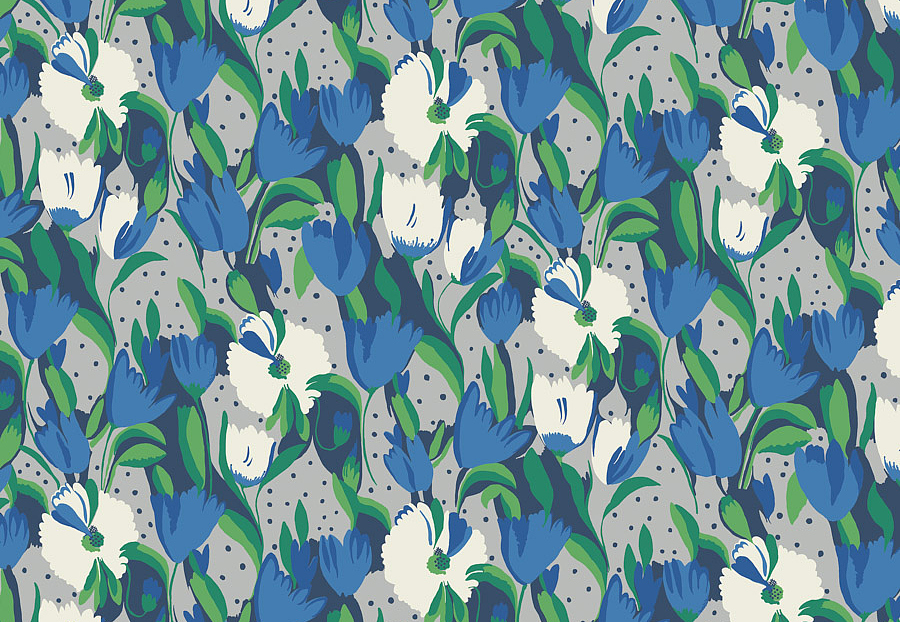 Ткань Blendworth Bazaar Tulip Reign/Blue Moon