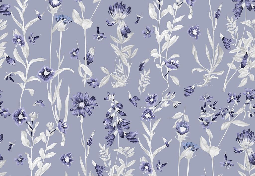 Ткань Marufabrics Florium Cornflower/Blue