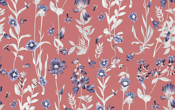 Российская ткань Marufabrics, коллекция Florium, артикул Cornflower/Red