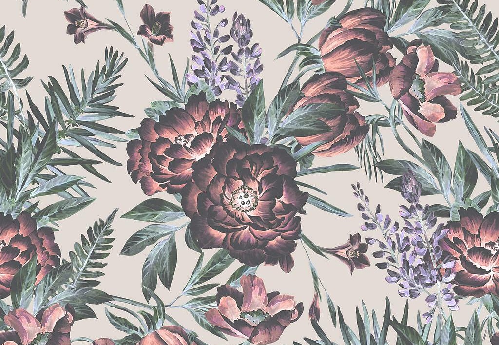 Ткань Marufabrics Florium Magenta/Beige