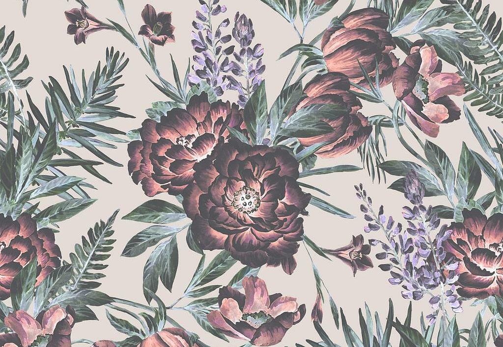 Ткань Marufabrics Florium Magenta/Beige