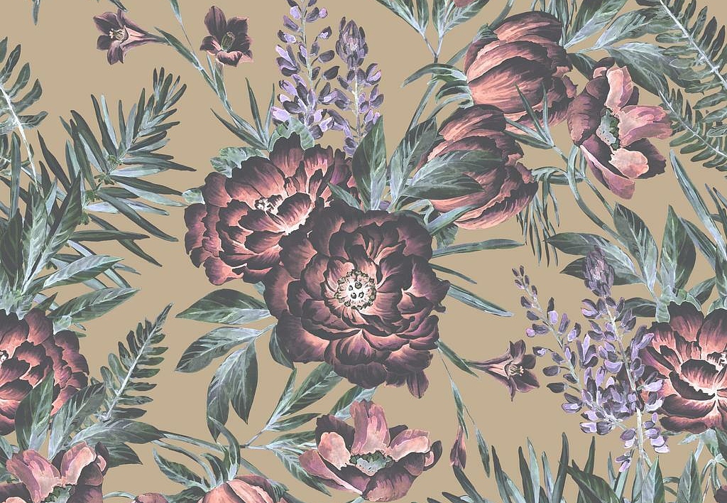 Ткань Marufabrics Florium Magenta/Olive
