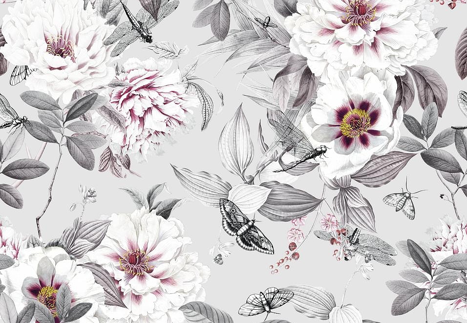 Ткань Marufabrics Florium Wildrose/Grey