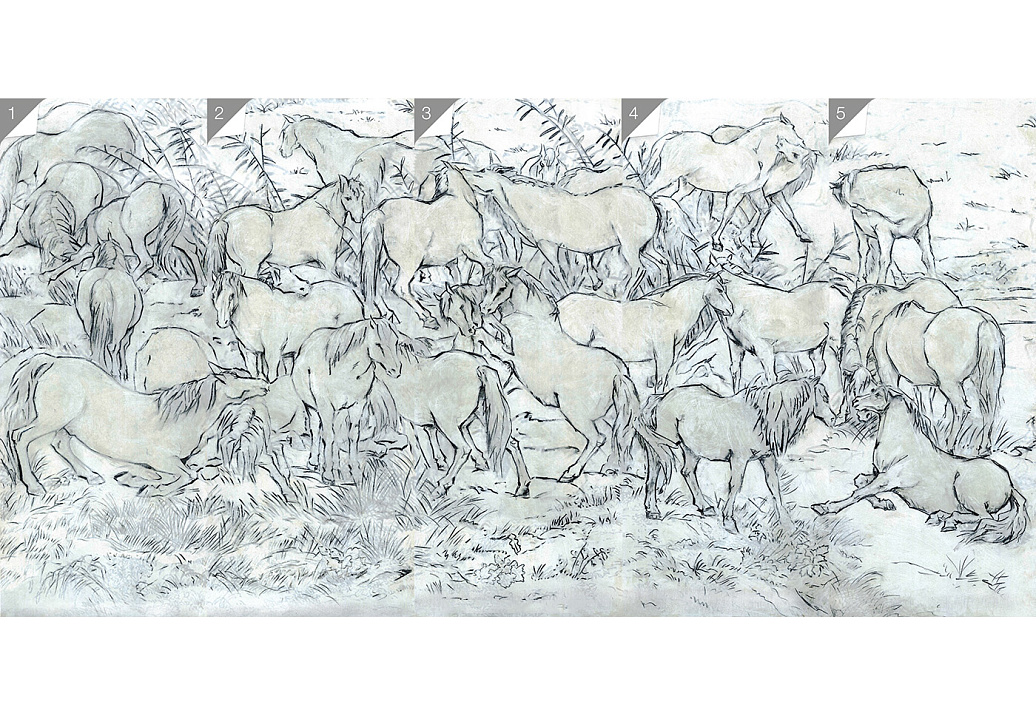 Обои Paul Montgomery Studio Murals For Unique Walls Horses/Grey