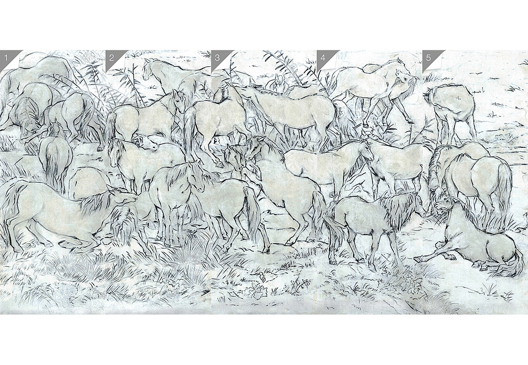 Обои Paul Montgomery Studio Murals For Unique Walls Horses/Grey