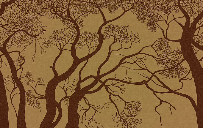 Итальянские панно и фотообои Italreflexes, коллекция Macro, артикул Trees-014/Gold