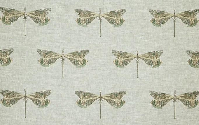 Английская ткань KAI, коллекция Mirage, артикул Jewelwing/Aloe