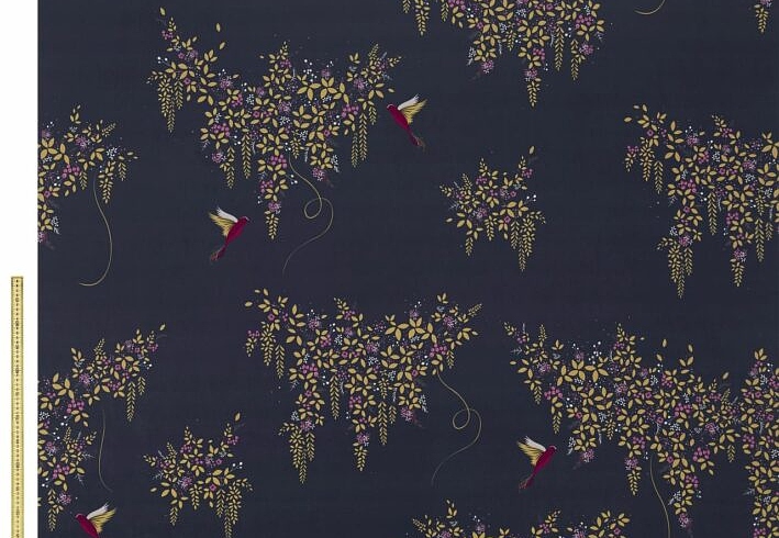 Ткань Sara Miller Volume 1 HummingbirdVelvetDeepNavy