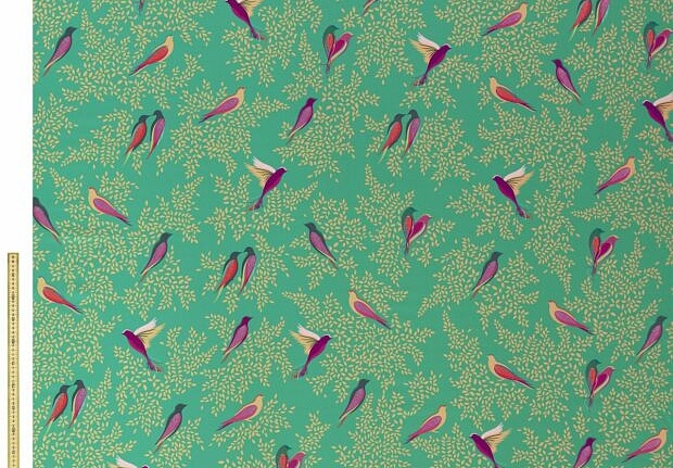 Ткань Sara Miller Volume 1 GreenBirdsSateen